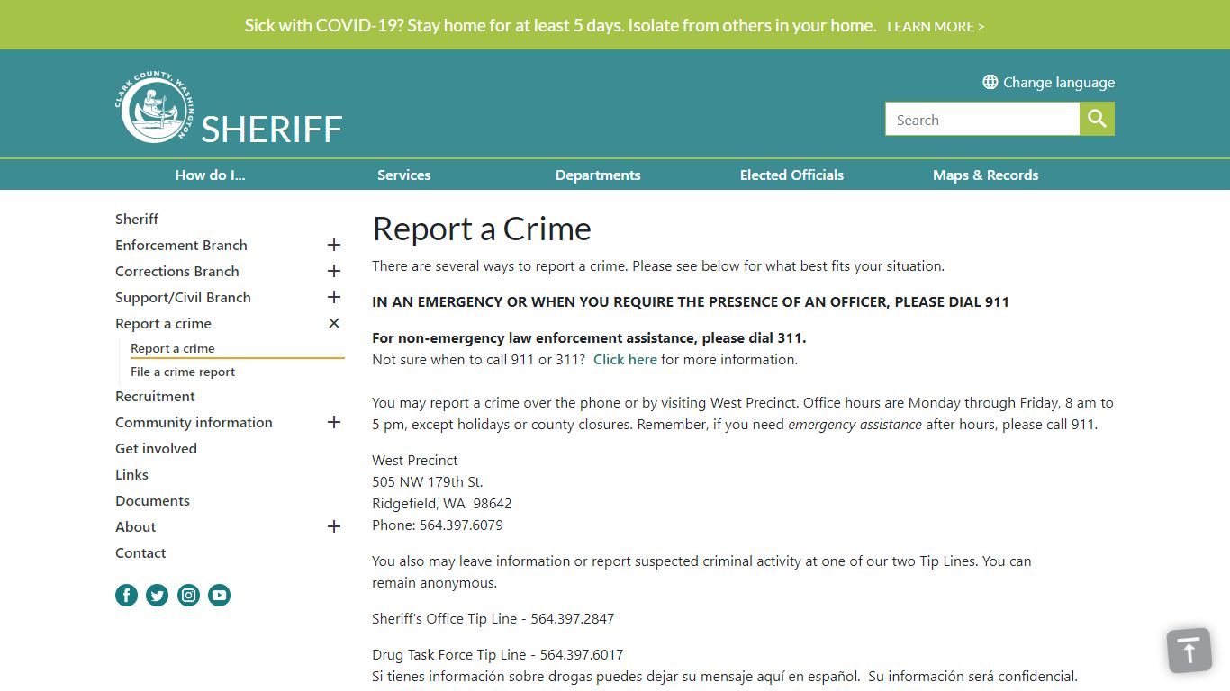 Report a Crime | Clark County